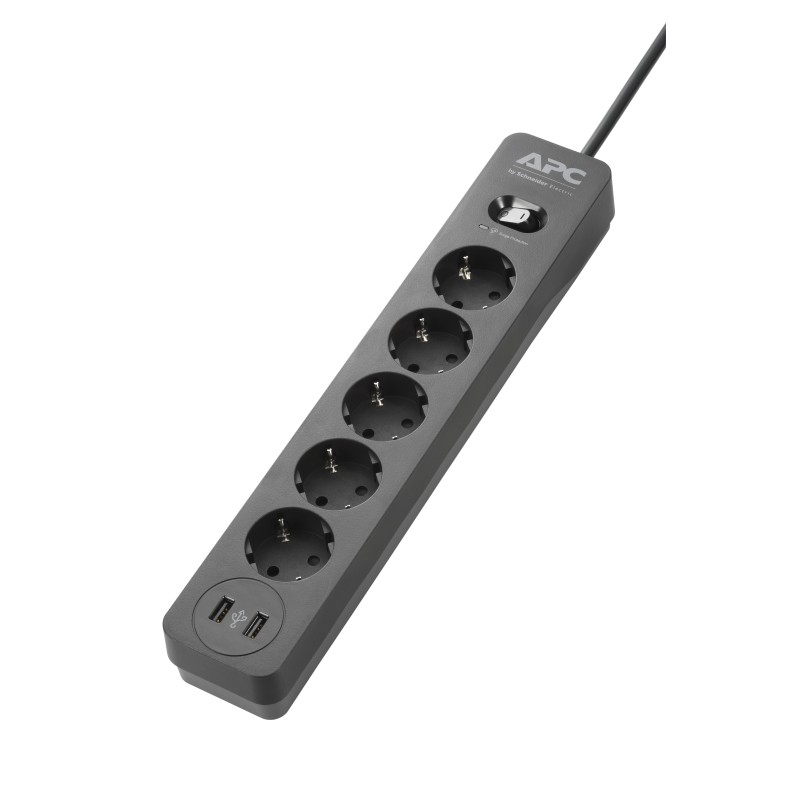 APC PME5U2B-GR surge protector Black 5 AC outlet(s) 230 V 59.8" (1.52 m)